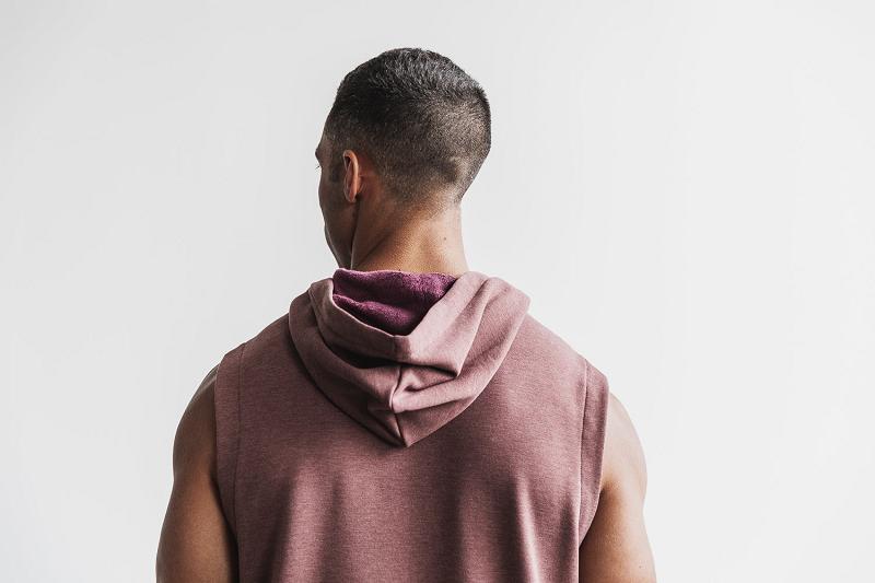 Pink Nobull Microplush Sleeveless Men's Hoodie | CA W1556N